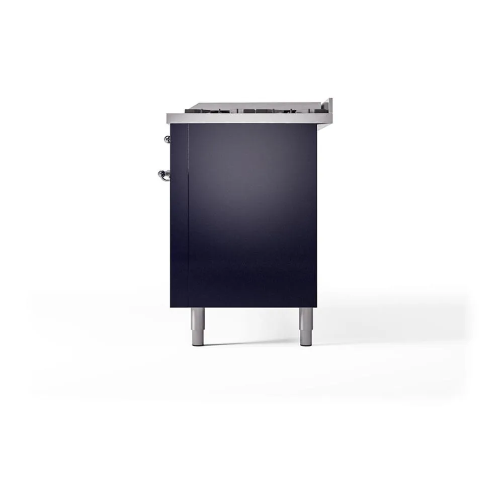 Ilve UN60FQNMPMBC Ilve Un60Fqnmpmbc Nostalgie Ii Noblesse 60" Dual Fuel Range (9 Sealed Burners   Griddle, Natural Gas, Solid Door, Midnight Blue, Chrome)