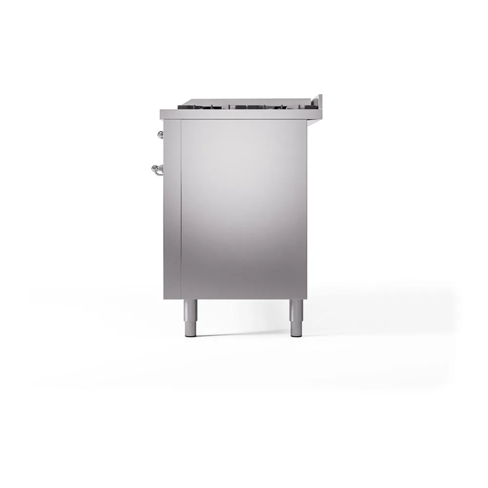 Ilve UN60FQNMPSSC Ilve Un60Fqnmpssc Nostalgie Ii Noblesse 60" Dual Fuel Range (9 Sealed Burners   Griddle, Natural Gas, Solid Door, Stainless Steel, Chrome)