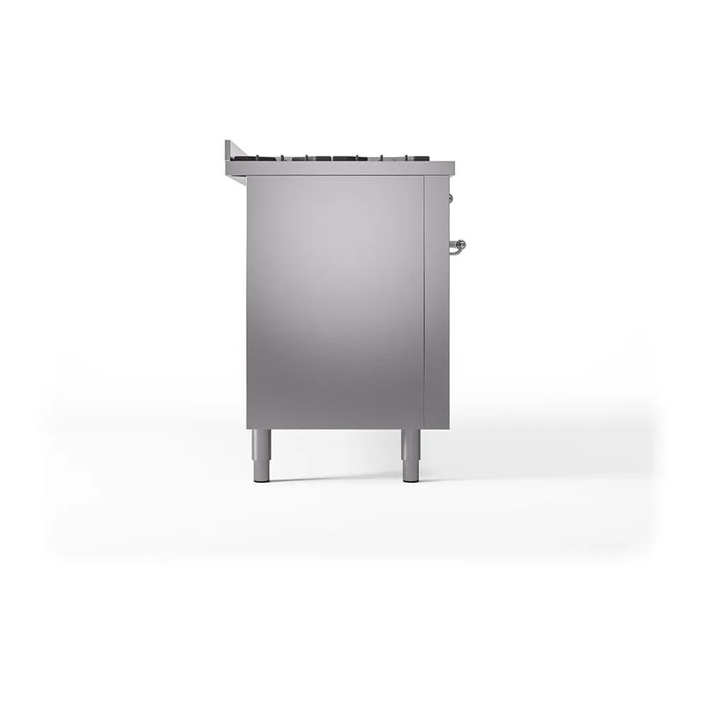 Ilve UN60FQNMPSSC Ilve Un60Fqnmpssc Nostalgie Ii Noblesse 60" Dual Fuel Range (9 Sealed Burners   Griddle, Natural Gas, Solid Door, Stainless Steel, Chrome)