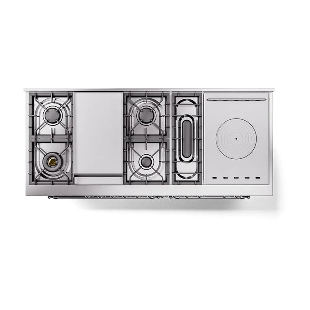 Ilve UN60FSNMPMGCLP Ilve Un60Fsnmpmgclp Nostalgie Ii Noblesse 60" Dual Fuel Range (7 Sealed Burners   Griddle   French Top, Liquid Propane, Triple Glass Door, Graphite Matte, Chrome)