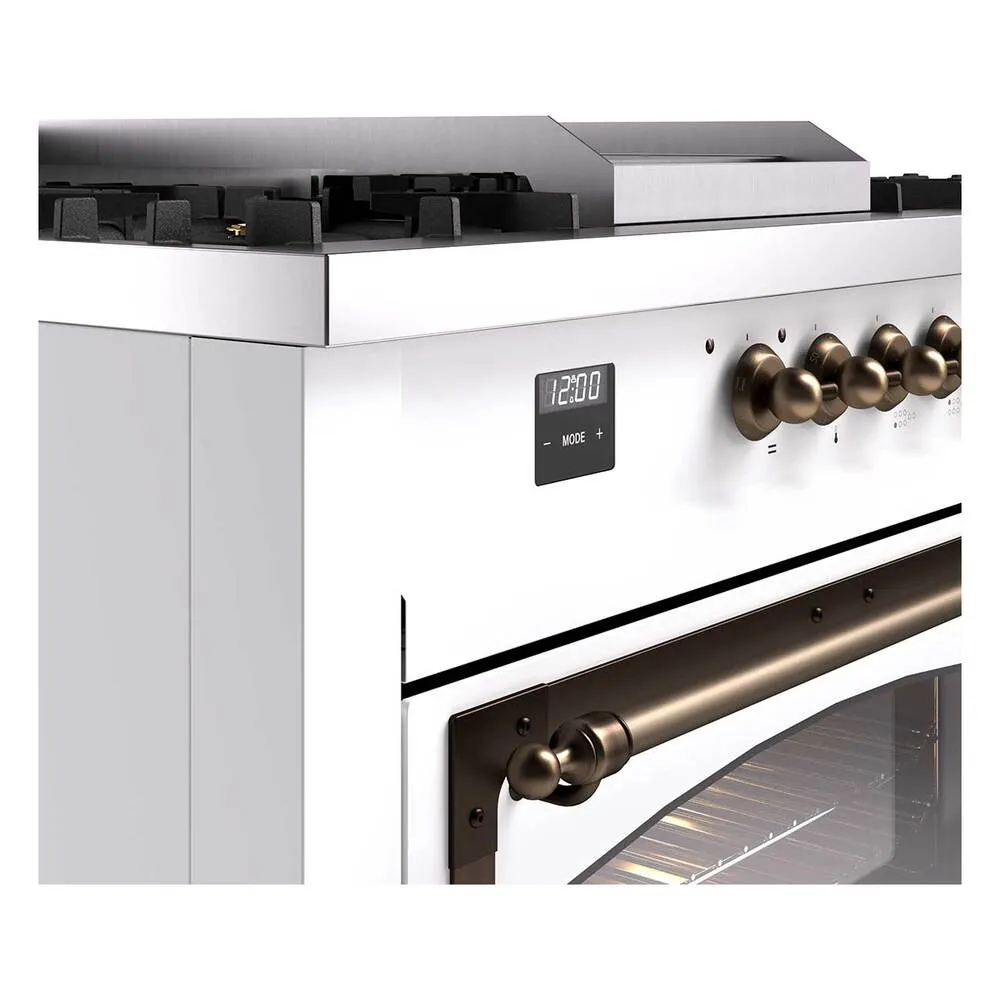 Ilve UN60FSNMPRABLP Ilve Un60Fsnmprablp Nostalgie Ii Noblesse 60" Dual Fuel Range (7 Sealed Burners   Griddle   French Top, Liquid Propane, Triple Glass Door, Ral, Burnished)