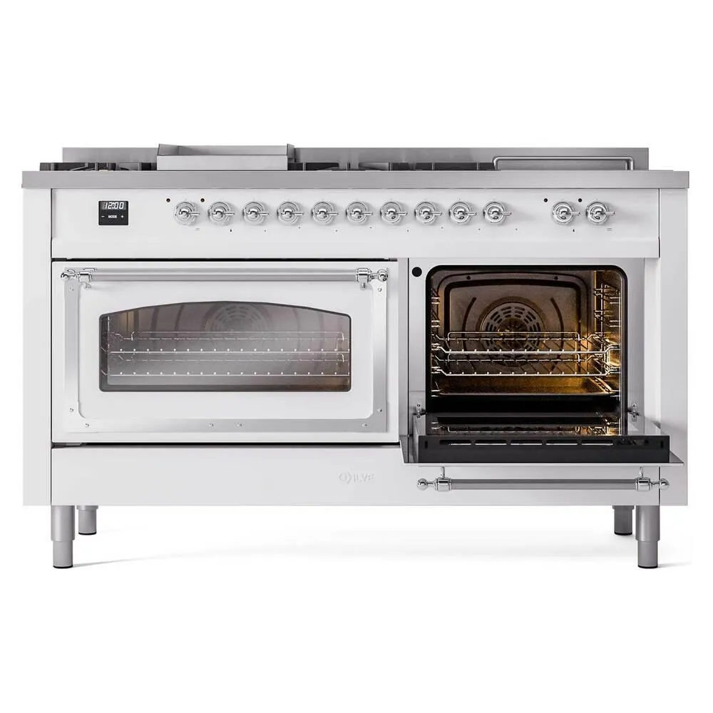 Ilve UN60FSNMPRABLP Ilve Un60Fsnmprablp Nostalgie Ii Noblesse 60" Dual Fuel Range (7 Sealed Burners   Griddle   French Top, Liquid Propane, Triple Glass Door, Ral, Burnished)