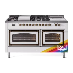 Ilve UN60FSNMPRABLP Ilve Un60Fsnmprablp Nostalgie Ii Noblesse 60" Dual Fuel Range (7 Sealed Burners   Griddle   French Top, Liquid Propane, Triple Glass Door, Ral, Burnished) Professional Ranges dual fuel professional range 36 inch