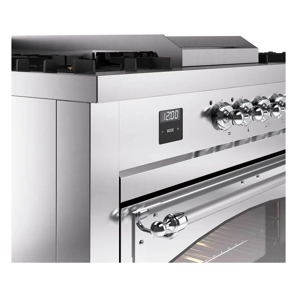 Ilve UN60FSNMPRAG Ilve Un60Fsnmprag Nostalgie Ii Noblesse 60" Dual Fuel Range (7 Sealed Burners   Griddle   French Top, Natural Gas, Triple Glass Door, Ral, Brass)
