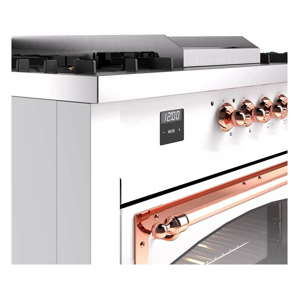 Ilve UN60FSNMPRAP Ilve Un60Fsnmprap Nostalgie Ii Noblesse 60" Dual Fuel Range (7 Sealed Burners   Griddle   French Top, Natural Gas, Triple Glass Door, Ral, Copper)