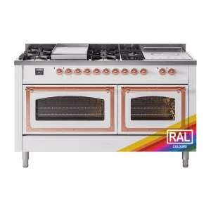 Ilve UN60FSNMPRAPLP Ilve Un60Fsnmpraplp Nostalgie Ii Noblesse 60" Dual Fuel Range (7 Sealed Burners   Griddle   French Top, Liquid Propane, Triple Glass Door, Ral, Copper) Professional Ranges dual fuel professional range 36 inch