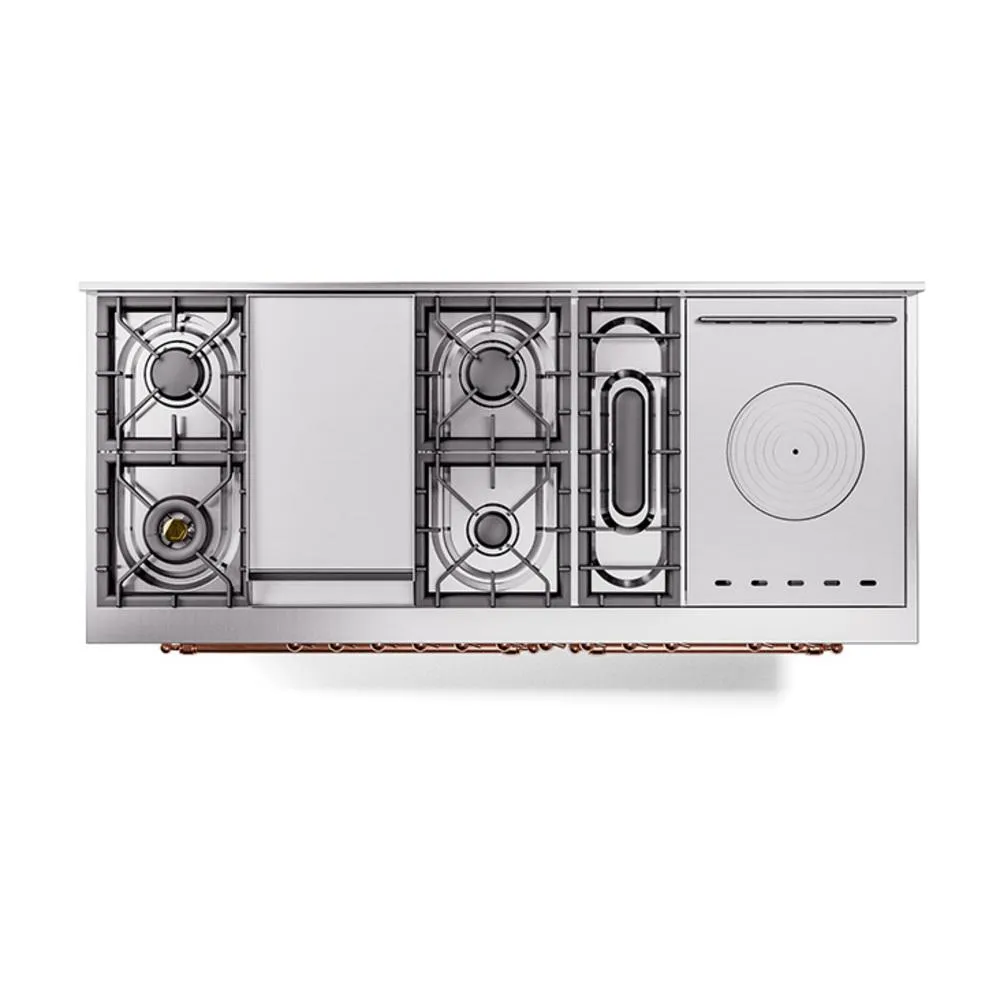 Ilve UN60FSNMPRAPLP Ilve Un60Fsnmpraplp Nostalgie Ii Noblesse 60" Dual Fuel Range (7 Sealed Burners   Griddle   French Top, Liquid Propane, Triple Glass Door, Ral, Copper)