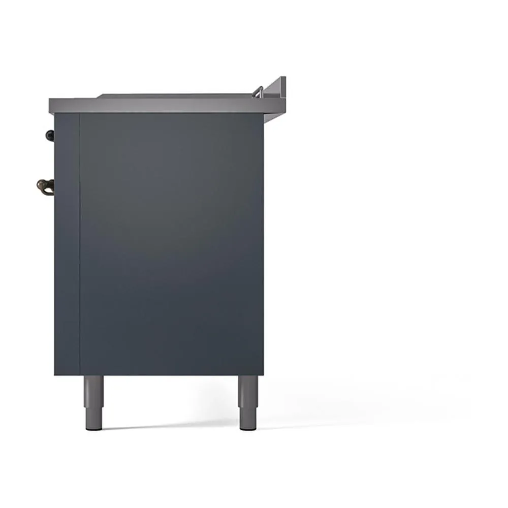 Ilve UN60FSQNMPBGB Ilve Un60Fsqnmpbgb Nostalgie Ii Noblesse 60" Dual Fuel Range (7 Sealed Burners   Griddle   French Top, Natural Gas, Solid Door, Blue Grey, Burnished)