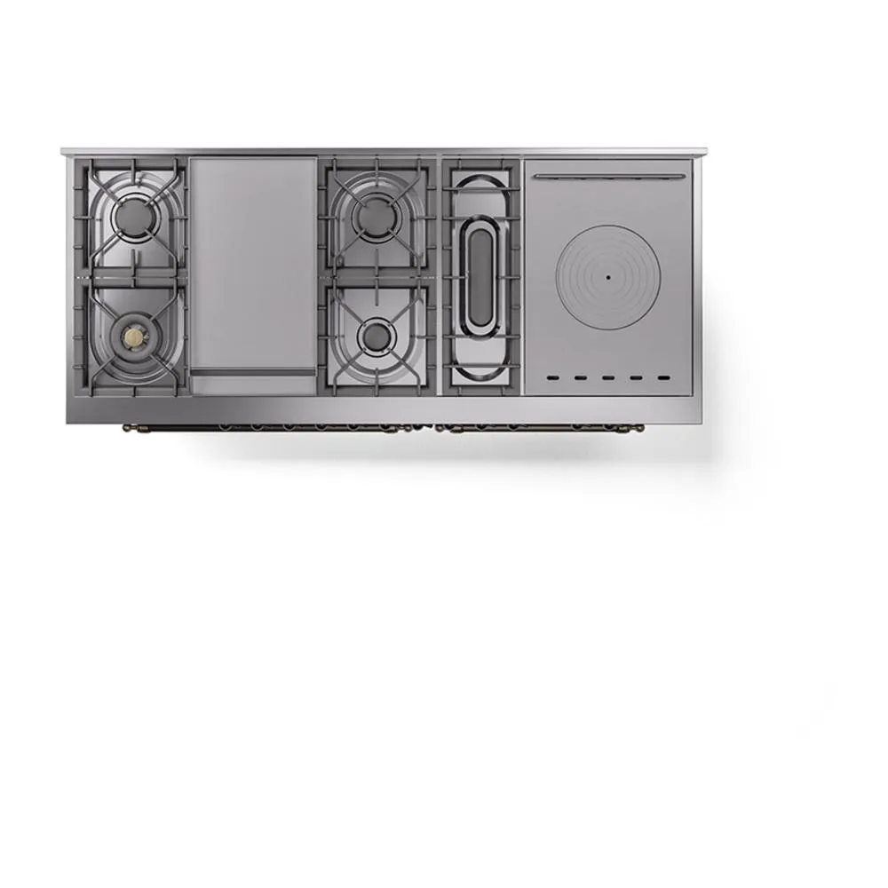 Ilve UN60FSQNMPBGB Ilve Un60Fsqnmpbgb Nostalgie Ii Noblesse 60" Dual Fuel Range (7 Sealed Burners   Griddle   French Top, Natural Gas, Solid Door, Blue Grey, Burnished)