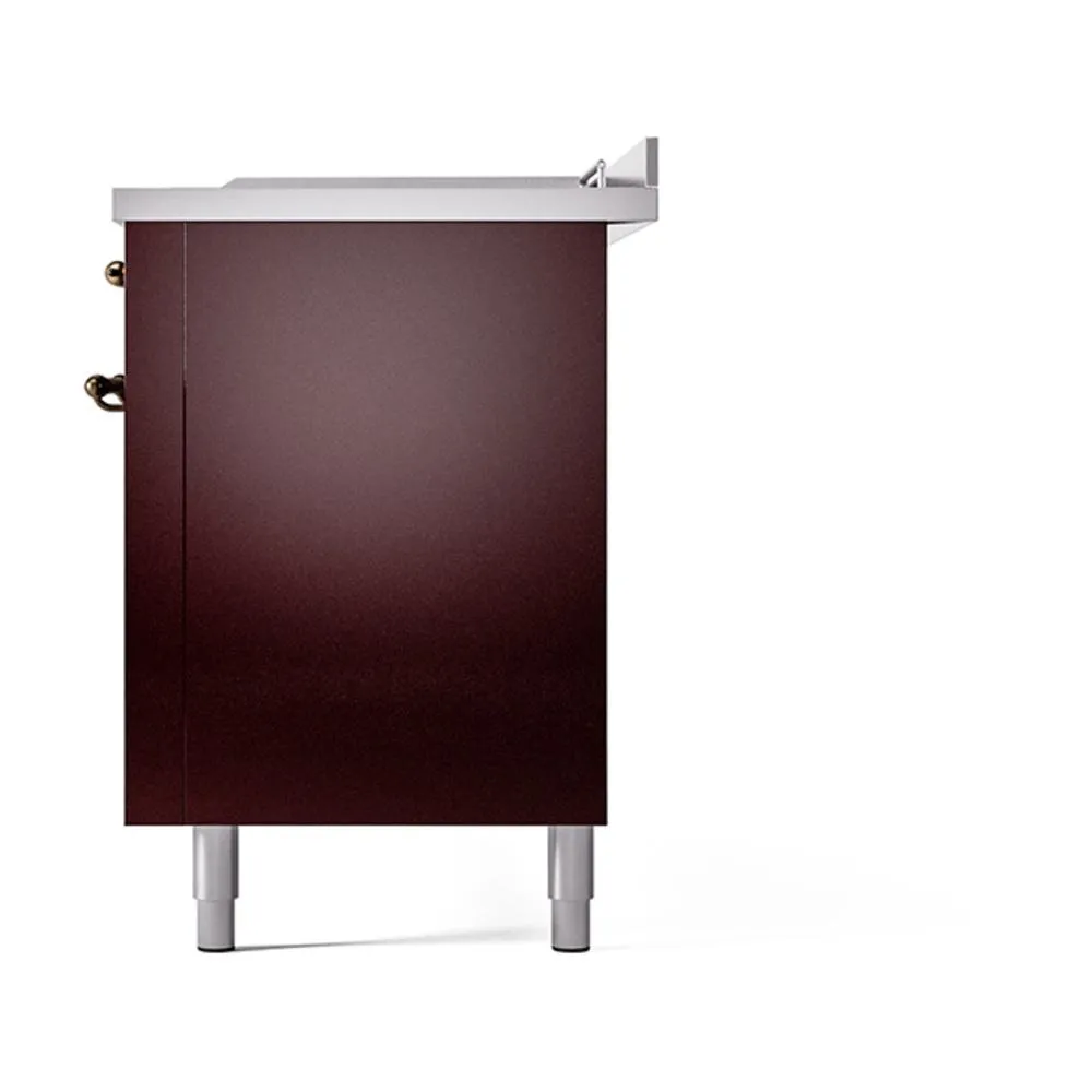 Ilve UN60FSQNMPBUBLP Ilve Un60Fsqnmpbublp Nostalgie Ii Noblesse 60" Dual Fuel Range (7 Sealed Burners   Griddle   French Top, Liquid Propane, Solid Door, Burgundy, Burnished)