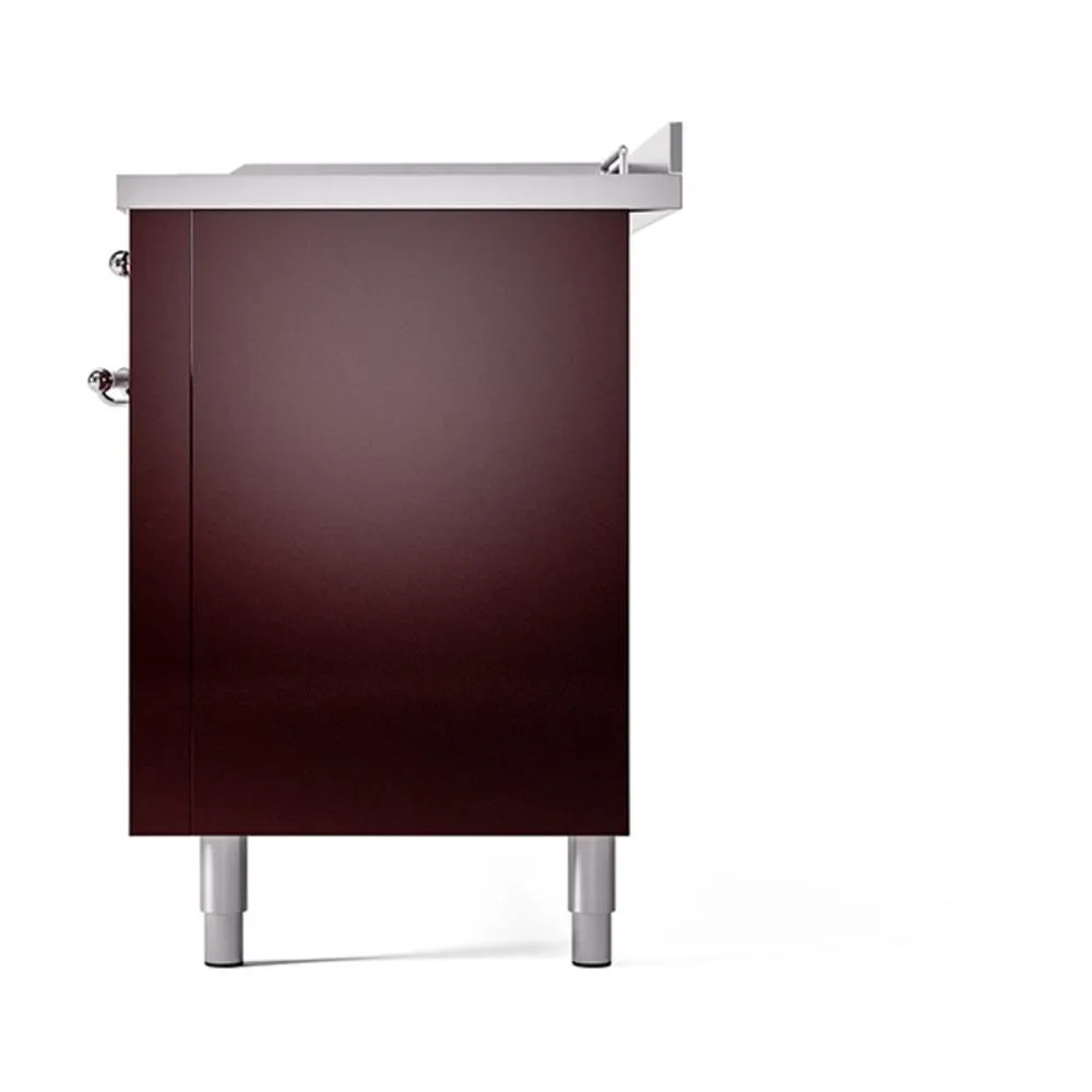 Ilve UN60FSQNMPBUC Ilve Un60Fsqnmpbuc Nostalgie Ii Noblesse 60" Dual Fuel Range (7 Sealed Burners   Griddle   French Top, Natural Gas, Solid Door, Burgundy, Chrome)