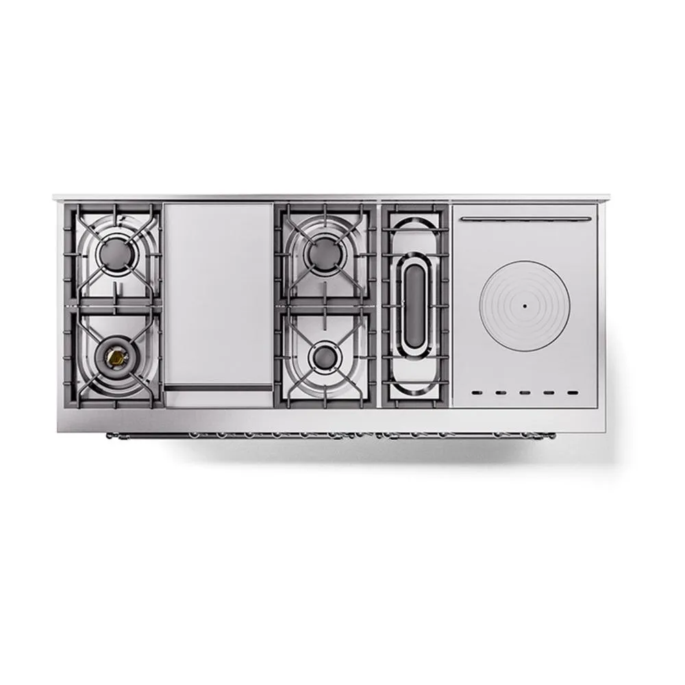 Ilve UN60FSQNMPBUCLP Ilve Un60Fsqnmpbuclp Nostalgie Ii Noblesse 60" Dual Fuel Range (7 Sealed Burners   Griddle   French Top, Liquid Propane, Solid Door, Burgundy, Chrome)