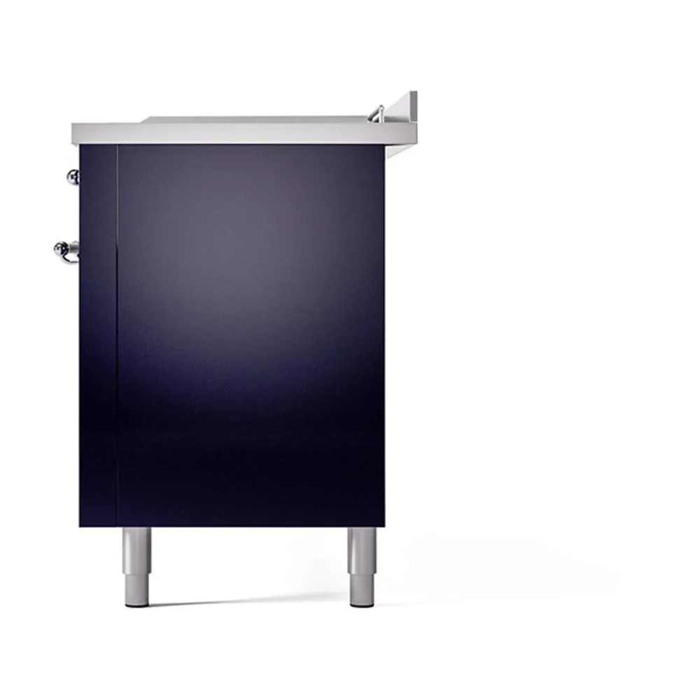 Ilve UN60FSQNMPMBCLP Ilve Un60Fsqnmpmbclp Nostalgie Ii Noblesse 60" Dual Fuel Range (7 Sealed Burners   Griddle   French Top, Liquid Propane, Solid Door, Midnight Blue, Chrome)