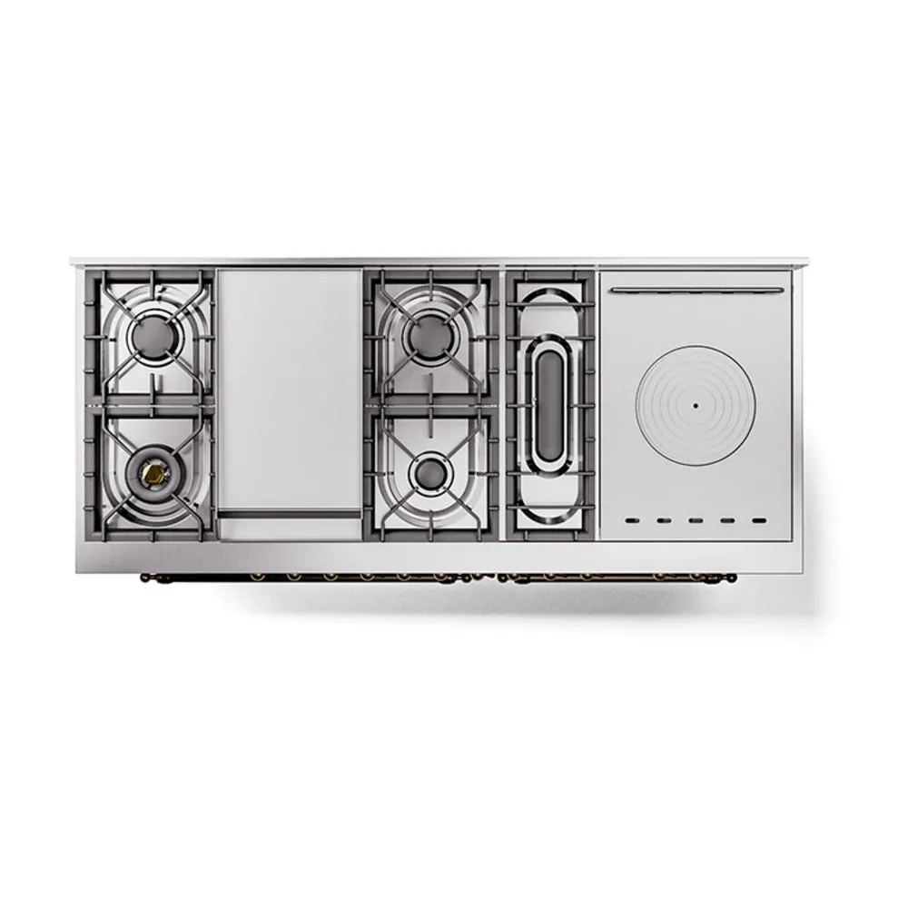 Ilve UN60FSQNMPMGBLP Ilve Un60Fsqnmpmgblp Nostalgie Ii Noblesse 60" Dual Fuel Range (7 Sealed Burners   Griddle   French Top, Liquid Propane, Solid Door, Graphite Matte, Burnished)