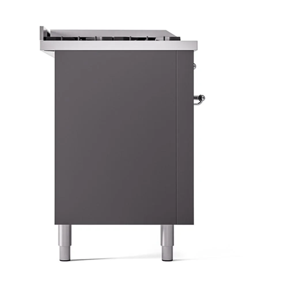Ilve UN60FSQNMPMGC Ilve Un60Fsqnmpmgc Nostalgie Ii Noblesse 60" Dual Fuel Range (7 Sealed Burners   Griddle   French Top, Natural Gas, Solid Door, Graphite Matte, Chrome)