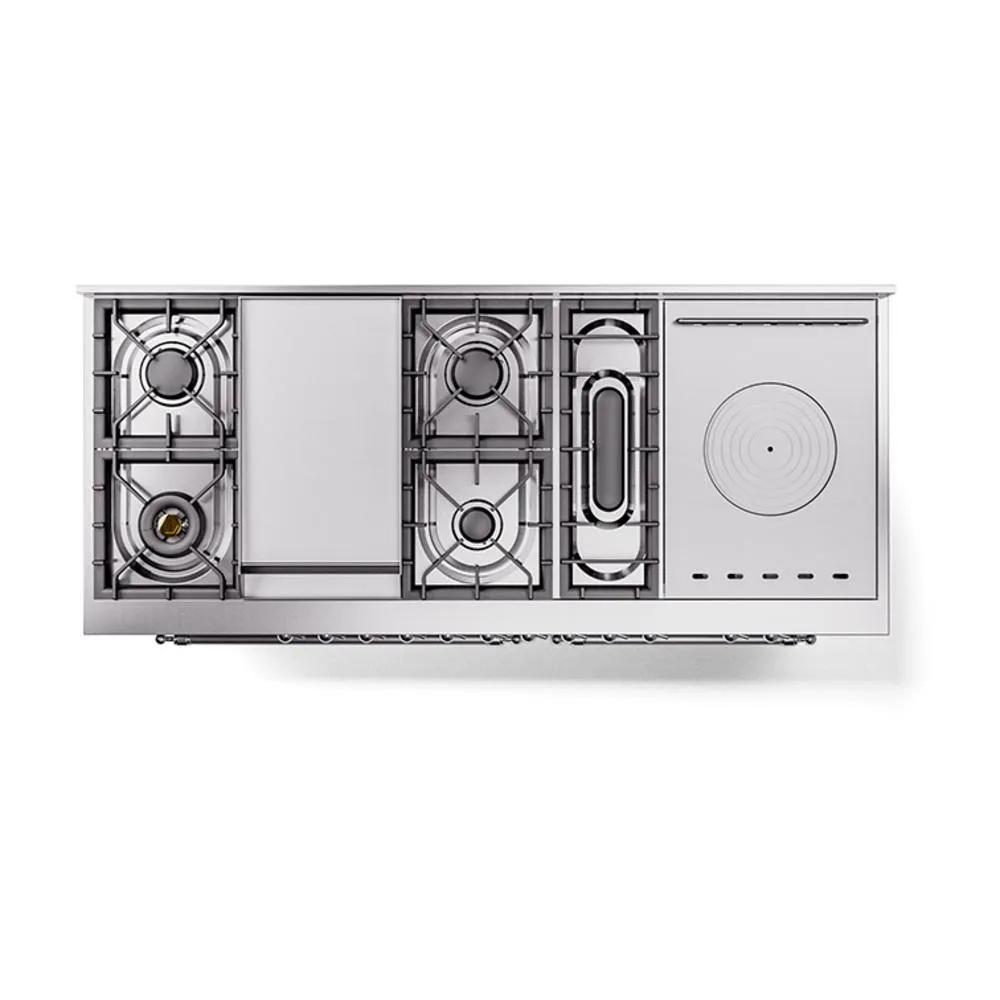 Ilve UN60FSQNMPSSC Ilve Un60Fsqnmpssc Nostalgie Ii Noblesse 60" Dual Fuel Range (7 Sealed Burners   Griddle   French Top, Natural Gas, Solid Door, Stainless Steel, Chrome)