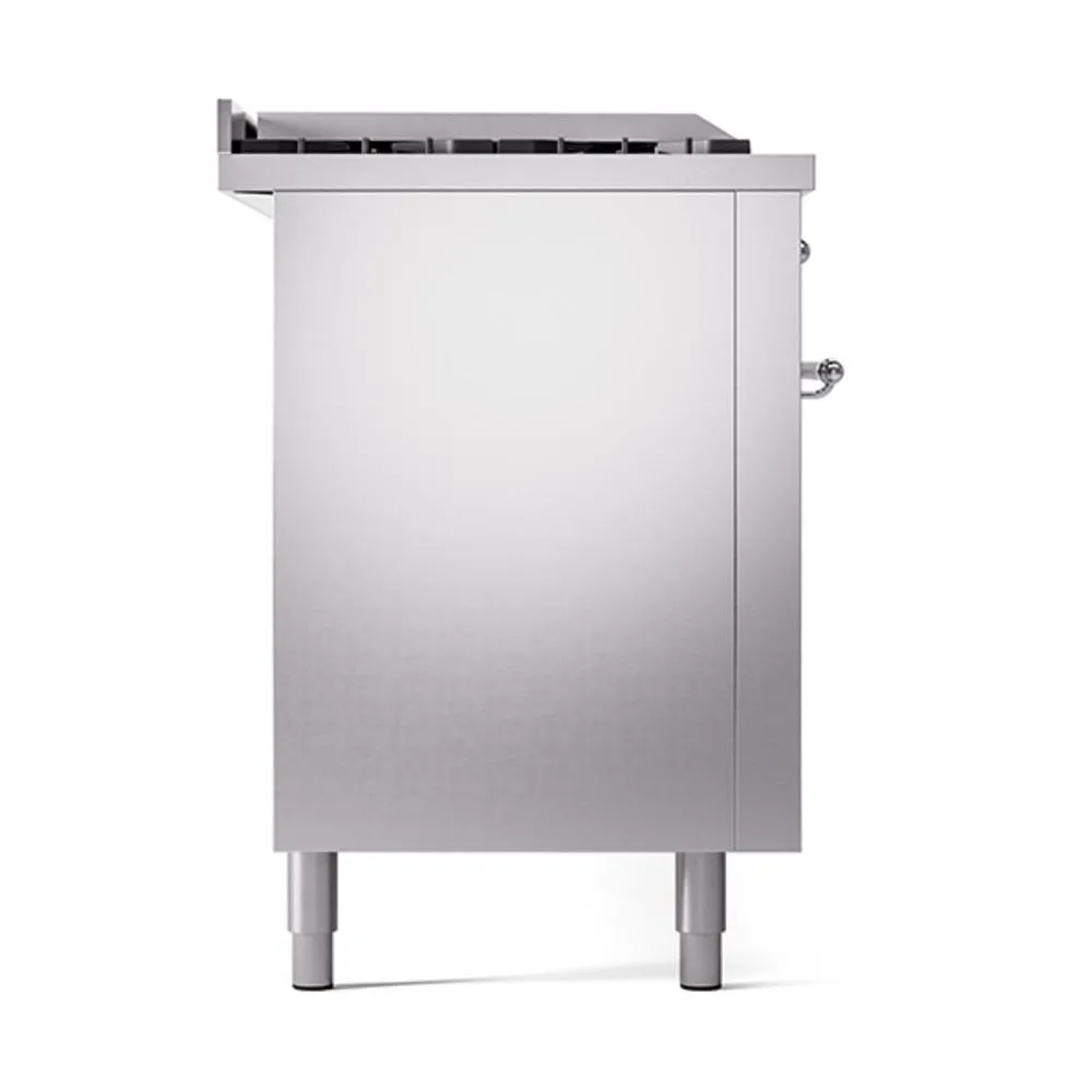 Ilve UN60FSQNMPSSC Ilve Un60Fsqnmpssc Nostalgie Ii Noblesse 60" Dual Fuel Range (7 Sealed Burners   Griddle   French Top, Natural Gas, Solid Door, Stainless Steel, Chrome)