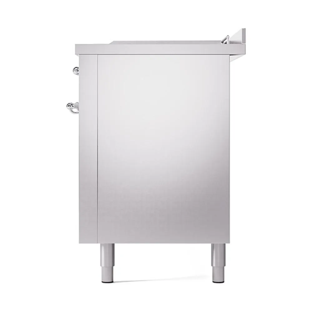 Ilve UN60FSQNMPSSC Ilve Un60Fsqnmpssc Nostalgie Ii Noblesse 60" Dual Fuel Range (7 Sealed Burners   Griddle   French Top, Natural Gas, Solid Door, Stainless Steel, Chrome)