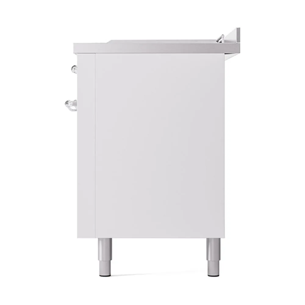 Ilve UN60FSQNMPWHC Ilve Un60Fsqnmpwhc Nostalgie Ii Noblesse 60" Dual Fuel Range (7 Sealed Burners   Griddle   French Top, Natural Gas, Solid Door, White, Chrome)
