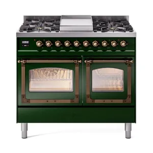 Ilve UND40FNMPEGB Ilve Und40Fnmpegb Nostalgie Ii Noblesse 40" Dual Fuel Range (Natural Gas, Triple Glass Door, Emerald Green, Burnished) Freestanding Ranges freestanding dual fuel range 30 inch