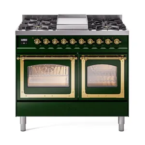 Ilve UND40FNMPEGG Ilve Und40Fnmpegg Nostalgie Ii Noblesse 40" Dual Fuel Range (Natural Gas, Triple Glass Door, Emerald Green, Brass) Freestanding Ranges freestanding dual fuel range 30 inch