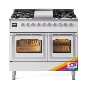 Ilve UND40FNMPRACLP Ilve Und40Fnmpraclp Nostalgie Ii Noblesse 40" Dual Fuel Range (Liquid Propane, Triple Glass Door, Ral, Chrome) Freestanding Ranges freestanding dual fuel range 30 inch