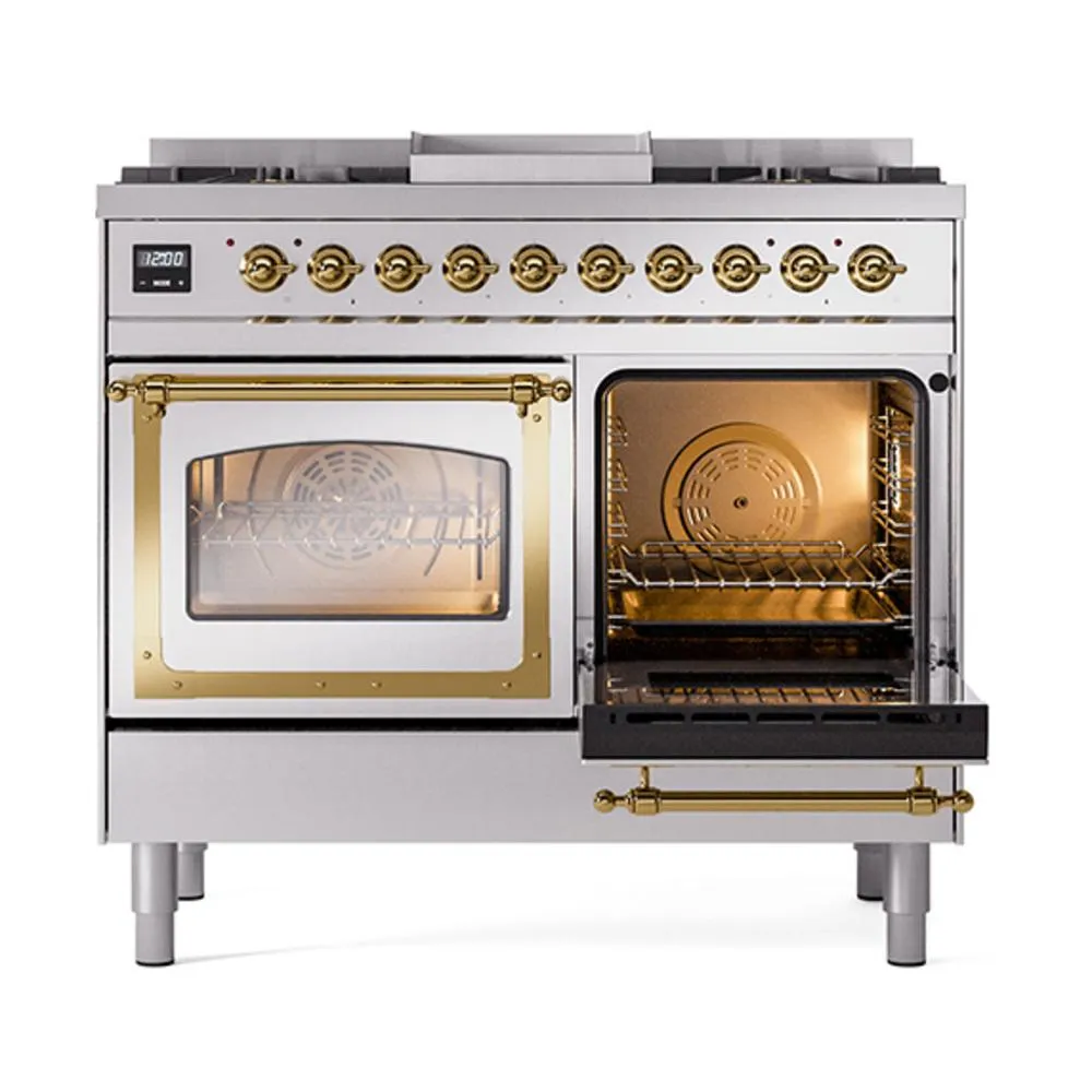 Ilve UND40FNMPSSGLP Ilve Und40Fnmpssglp Nostalgie Ii Noblesse 40" Dual Fuel Range (Liquid Propane, Triple Glass Door, Stainless Steel, Brass)