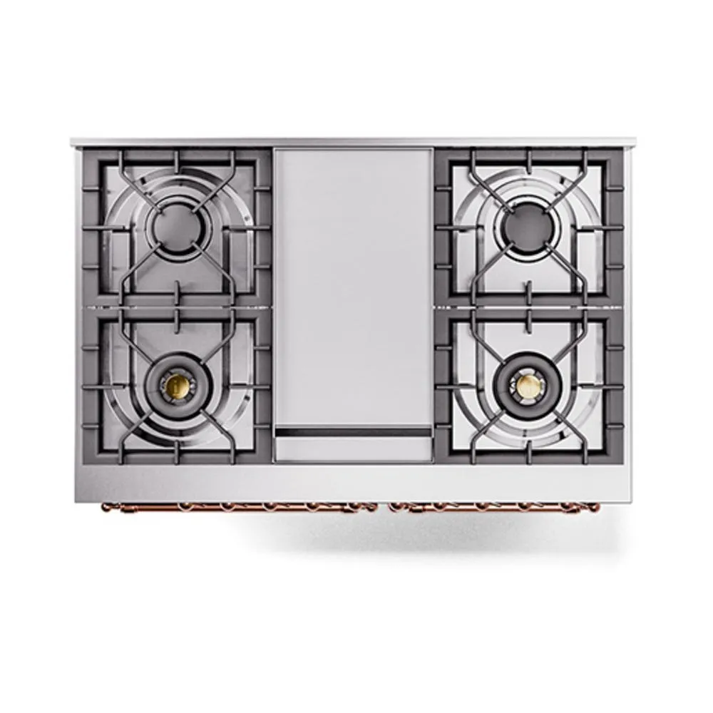 Ilve UND40FQNMPBKP Ilve Und40Fqnmpbkp Nostalgie Ii Noblesse 40" Dual Fuel Range (Natural Gas, Solid Door, Glossy Black, Copper)