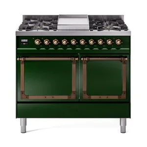 Ilve UND40FQNMPEGB Ilve Und40Fqnmpegb Nostalgie Ii Noblesse 40" Dual Fuel Range (Natural Gas, Solid Door, Emerald Green, Burnished) Freestanding Ranges freestanding dual fuel range 30 inch