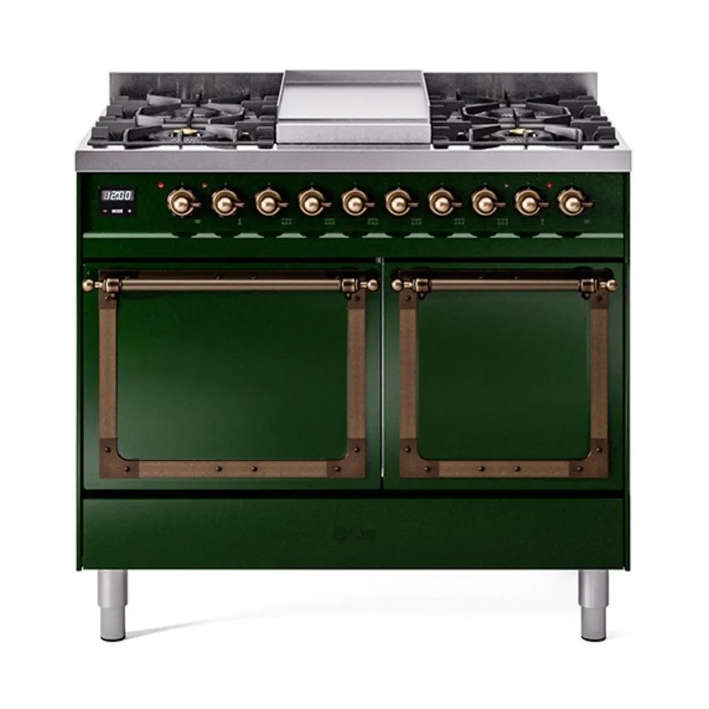 Ilve UND40FQNMPEGB Ilve Und40Fqnmpegb Nostalgie Ii Noblesse 40" Dual Fuel Range (Natural Gas, Solid Door, Emerald Green, Burnished) Freestanding Ranges freestanding dual fuel range 30 inch
