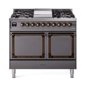 Ilve UND40FQNMPMGBLP Ilve Und40Fqnmpmgblp Nostalgie Ii Noblesse 40" Dual Fuel Range (Liquid Propane, Solid Door, Graphite Matte, Burnished) Freestanding Ranges freestanding dual fuel range 30 inch