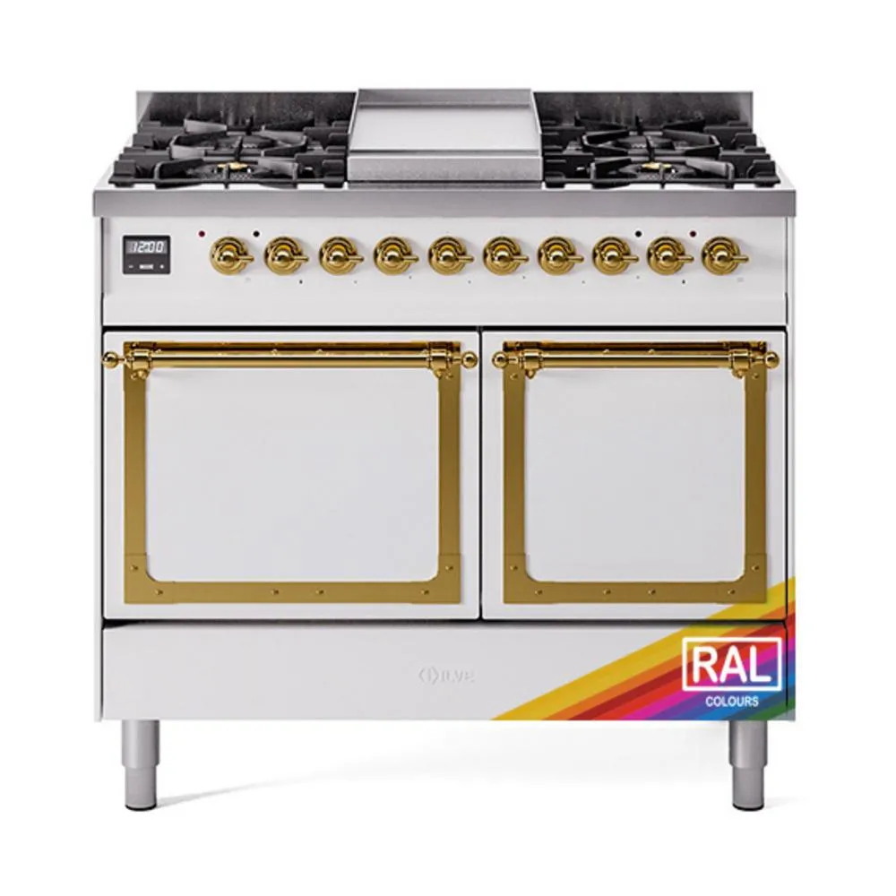 Ilve UND40FQNMPRAGLP Ilve Und40Fqnmpraglp Nostalgie Ii Noblesse 40" Dual Fuel Range (Liquid Propane, Solid Door, Ral, Brass) Freestanding Ranges freestanding dual fuel range 30 inch