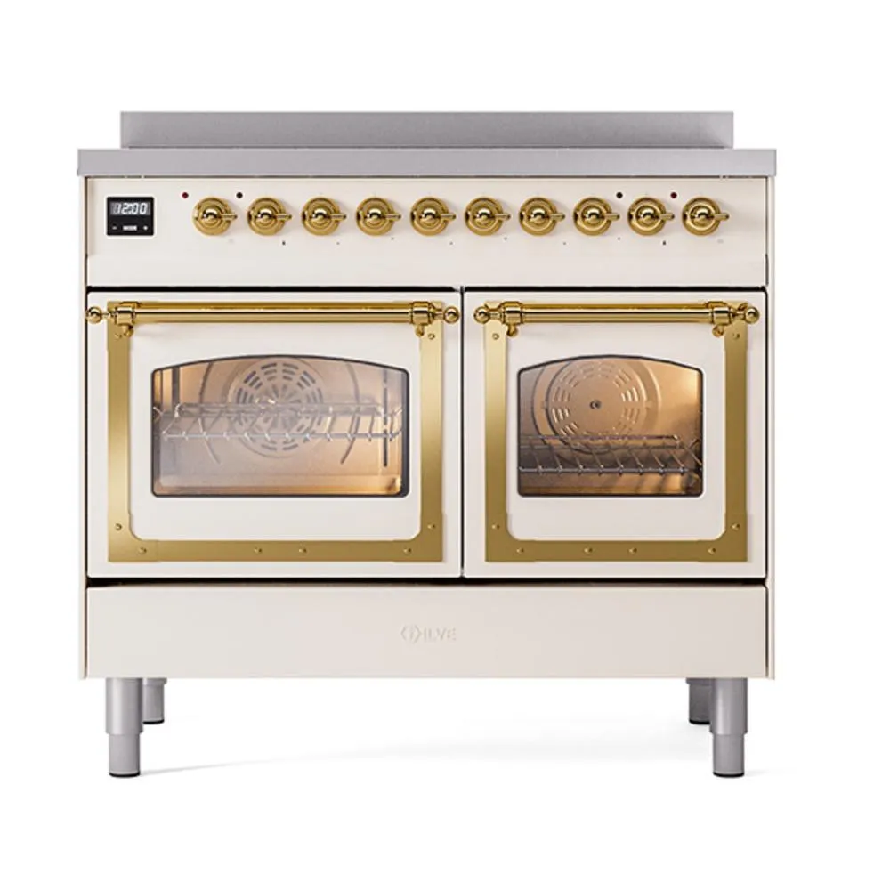 Ilve UNDI406NMPAWG Ilve Undi406Nmpawg Nostalgie Ii Noblesse 40" Induction Range (Triple Glass Door, Antique White, Brass)