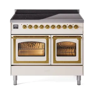 Ilve UNDI406NMPAWG Ilve Undi406Nmpawg Nostalgie Ii Noblesse 40" Induction Range (Triple Glass Door, Antique White, Brass) Freestanding Ranges freestanding dual fuel range 30 inch