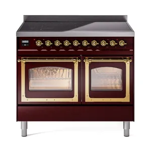 Ilve UNDI406NMPBUG Ilve Undi406Nmpbug Nostalgie Ii Noblesse 40" Induction Range (Triple Glass Door, Burgundy, Brass) Freestanding Ranges freestanding dual fuel range 30 inch