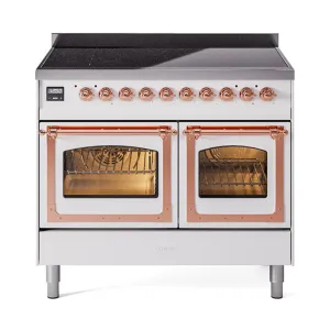 Ilve UNDI406NMPWHP Ilve Undi406Nmpwhp Nostalgie Ii Noblesse 40" Induction Range (Triple Glass Door, White, Copper) Freestanding Ranges freestanding dual fuel range 30 inch