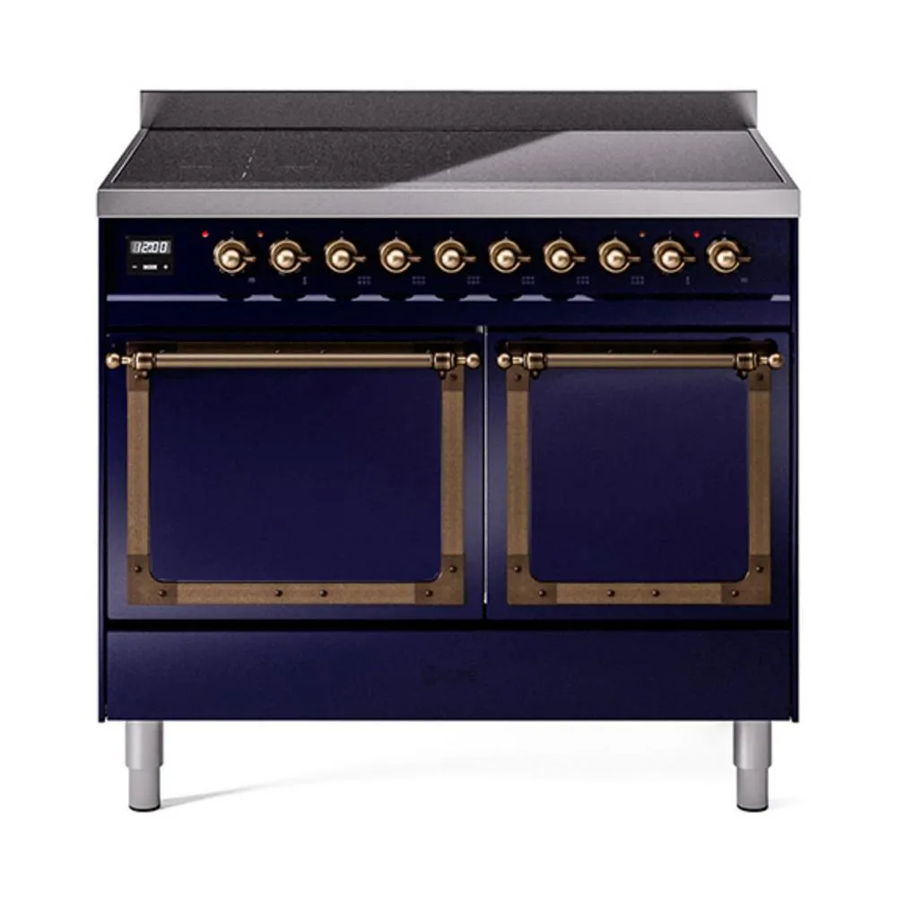Ilve UNDI406QNMPMBB Ilve Undi406Qnmpmbb Nostalgie Ii Noblesse 40" Induction Range (Solid Door, Midnight Blue, Burnished) Freestanding Ranges freestanding dual fuel range 30 inch