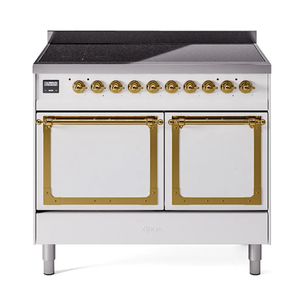 Ilve UNDI406QNMPWHG Ilve Undi406Qnmpwhg Nostalgie Ii Noblesse 40" Induction Range (Solid Door, White, Brass) Freestanding Ranges freestanding dual fuel range 30 inch
