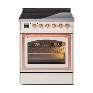 Ilve UNI304NMPAWP Ilve Uni304Nmpawp Nostalgie Ii Noblesse 30" Induction Range (Triple Glass Door, Antique White, Copper) Freestanding Ranges freestanding dual fuel range 30 inch