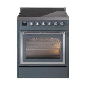Ilve UNI304NMPBGC Ilve Uni304Nmpbgc Nostalgie Ii Noblesse 30" Induction Range (Triple Glass Door, Blue Grey, Chrome) Freestanding Ranges freestanding dual fuel range 30 inch
