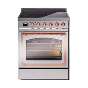 Ilve UNI304NMPSSP Ilve Uni304Nmpssp Nostalgie Ii Noblesse 30" Induction Range (Triple Glass Door, Stainless Steel, Copper) Freestanding Ranges freestanding dual fuel range 30 inch