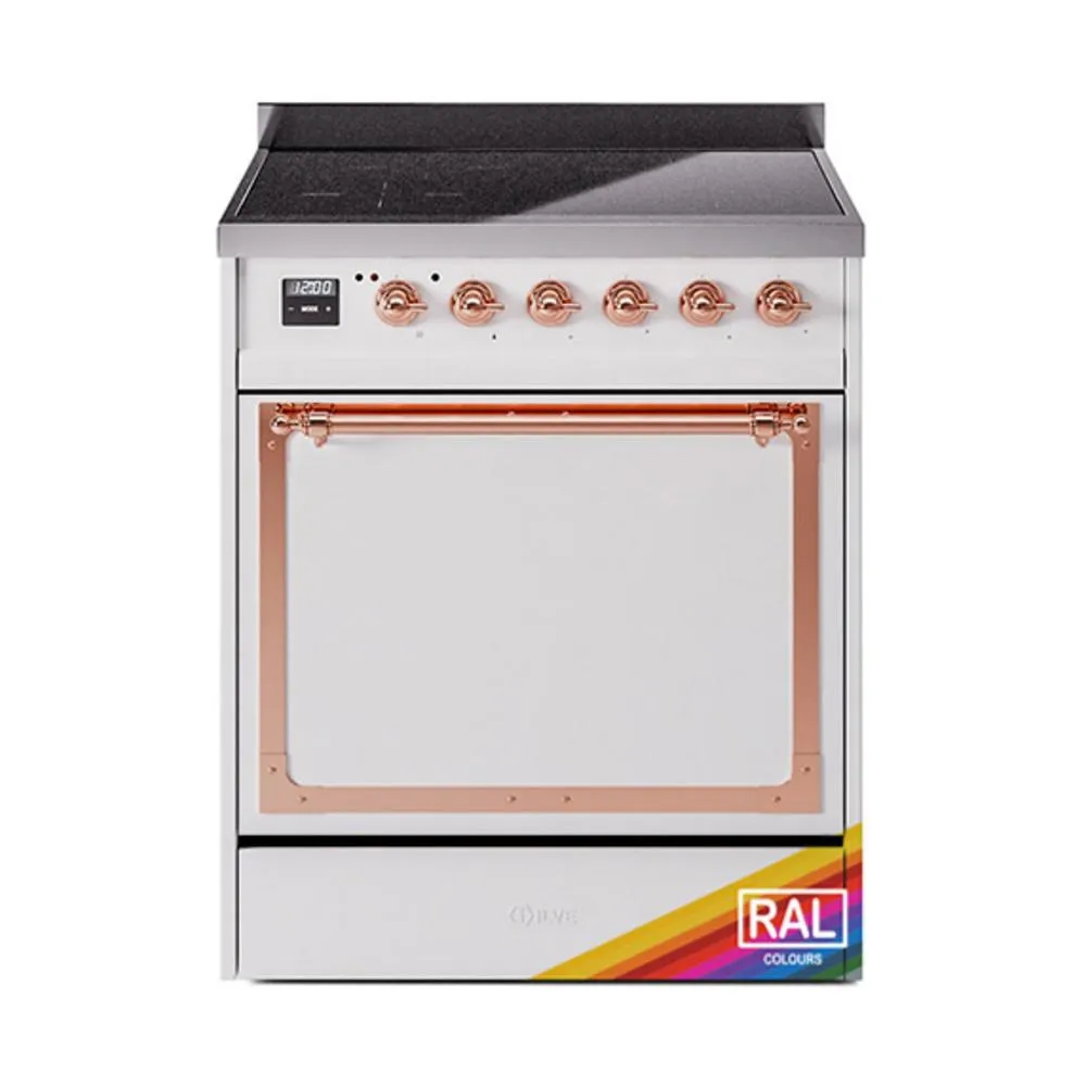 Ilve UNI304QNMPRAP Ilve Uni304Qnmprap Nostalgie Ii Noblesse 30" Induction Range (Solid Door, Ral, Copper) Freestanding Ranges freestanding dual fuel range 30 inch