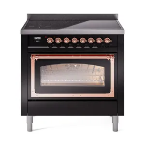 Ilve UNI366NMPBKP Ilve Uni366Nmpbkp Nostalgie Ii Noblesse 36" Induction Range (Triple Glass Door, Glossy Black, Copper) Freestanding Ranges freestanding dual fuel range 30 inch