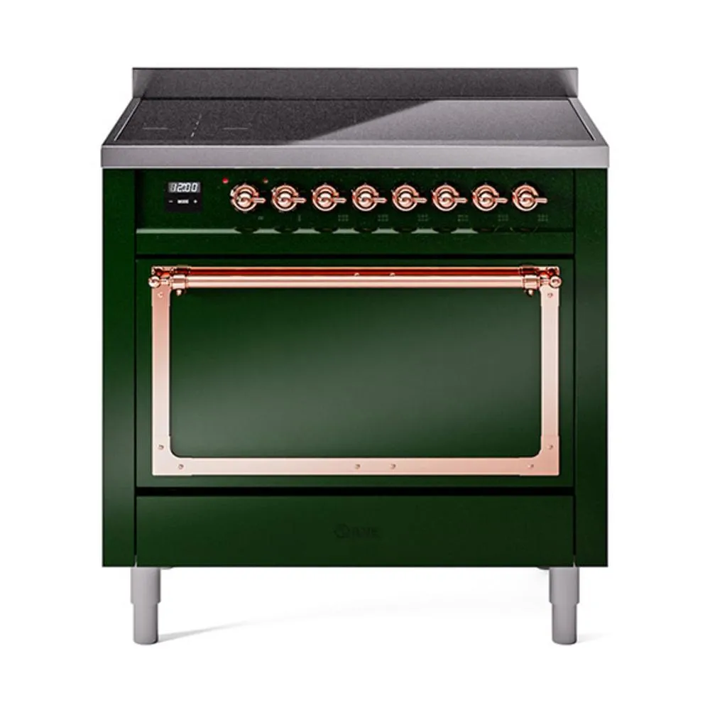 Ilve UNI366QNMPEGP Ilve Uni366Qnmpegp Nostalgie Ii Noblesse 36" Induction Range (Solid Door, Emerald Green, Copper) Freestanding Ranges freestanding dual fuel range 30 inch