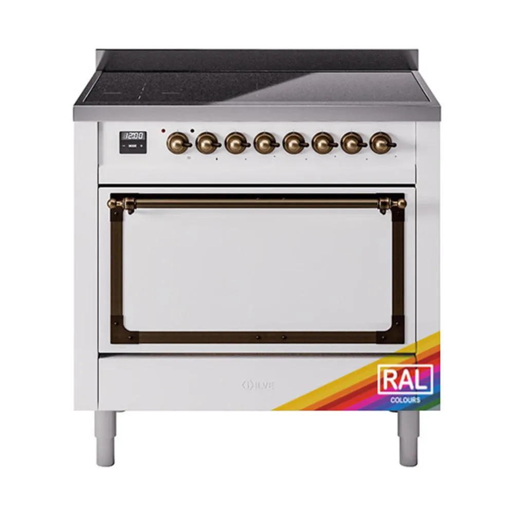 Ilve UNI366QNMPRAB Ilve Uni366Qnmprab Nostalgie Ii Noblesse 36" Induction Range (Solid Door, Ral, Burnished) Freestanding Ranges freestanding dual fuel range 30 inch