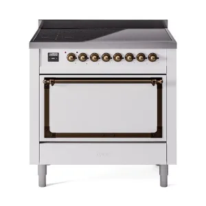 Ilve UNI366QNMPWHB Ilve Uni366Qnmpwhb Nostalgie Ii Noblesse 36" Induction Range (Solid Door, White, Burnished) Freestanding Ranges freestanding dual fuel range 30 inch