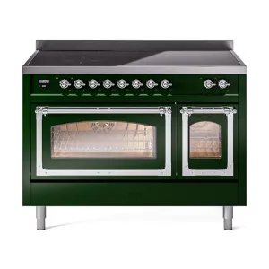 Ilve UNI486NMPEGC Ilve Uni486Nmpegc Nostalgie Ii Noblesse 48" Induction Range (Triple Glass Door, Emerald Green, Chrome) Freestanding Ranges freestanding dual fuel range 30 inch