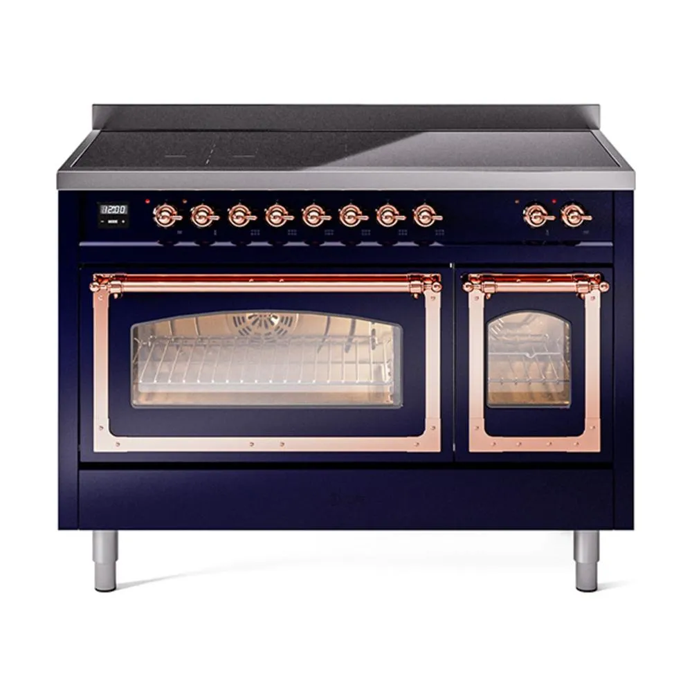 Ilve UNI486NMPMBP Ilve Uni486Nmpmbp Nostalgie Ii Noblesse 48" Induction Range (Triple Glass Door, Midnight Blue, Copper) Freestanding Ranges freestanding dual fuel range 30 inch