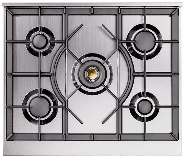 Ilve UP30NMPBGB Nostalgie Ii 30 Inch Dual Fuel Natural Gas Freestanding Range In Blue Grey With Bronze Trim