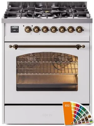 Ilve UP30NMPRABLP Nostalgie Ii 30 Inch Dual Fuel Liquid Propane Freestanding Range In Ral Custom Color With Bronze Trim Freestanding Ranges freestanding dual fuel range 30 inch